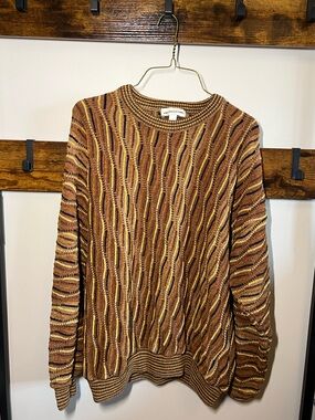 Pronto Uomo Brown Multi-Stripe Crewneck Sweater
